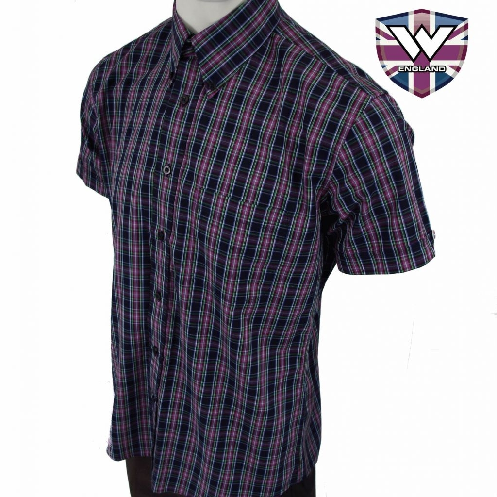 Košile Warrior Vintage Short Down Brunel - černá-fialová, S