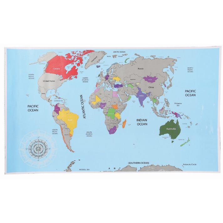 Stírací mapa světa - barevná