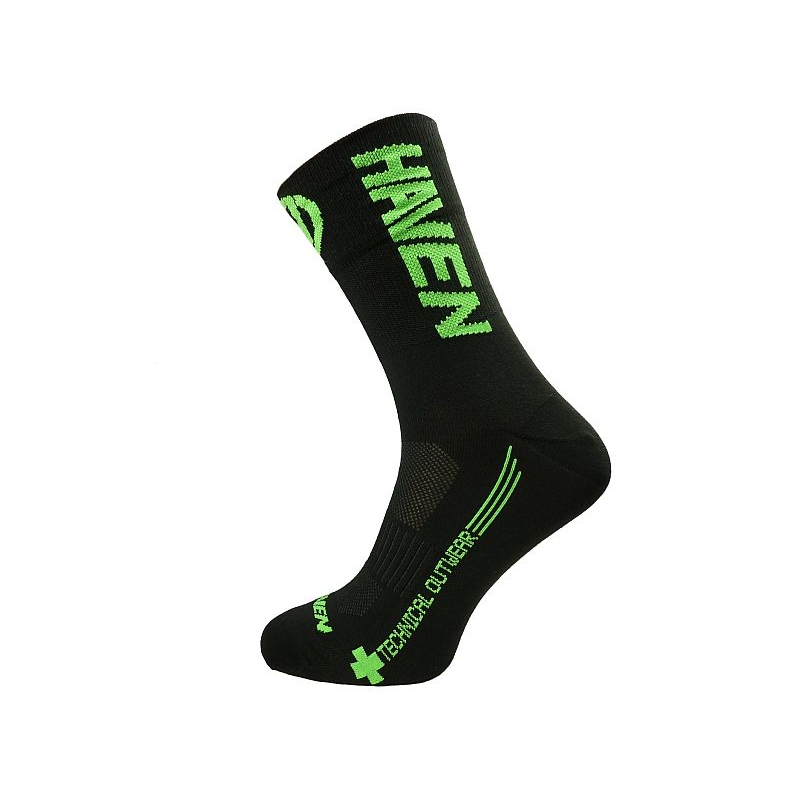 Ponožky Haven Lite Neo Long 2 páry - černé-zelené, 4-5