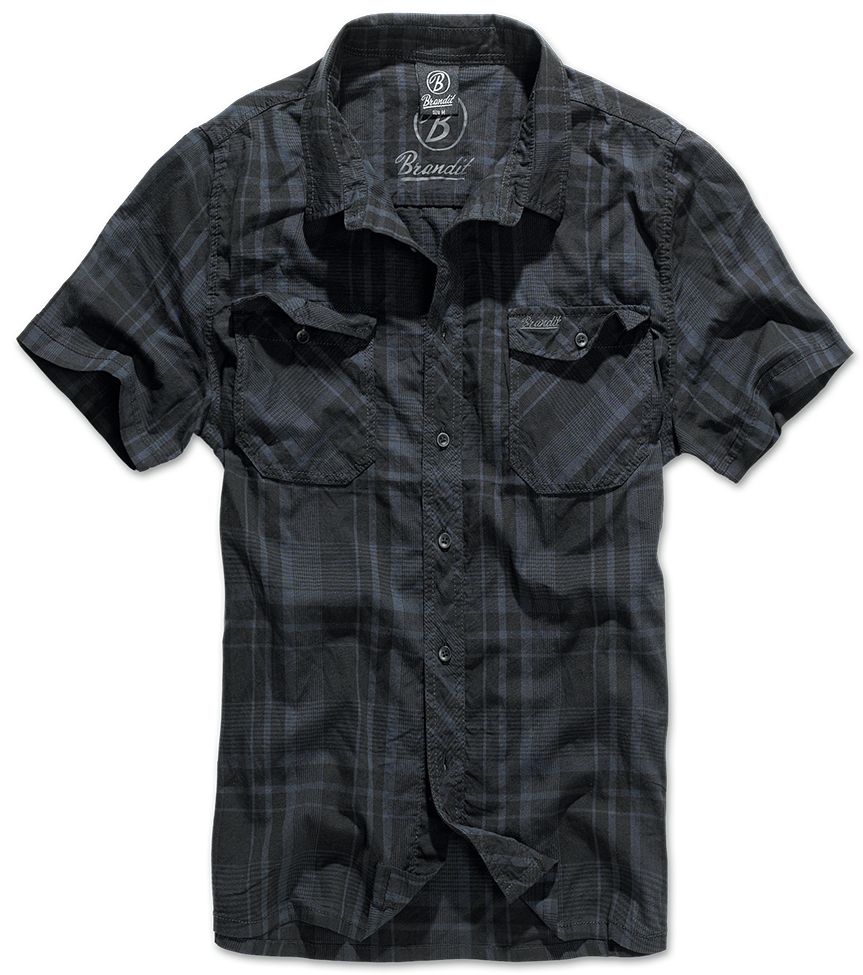 Košile pánská Brandit Roadstar 1/2 - černá-modrá, 3XL