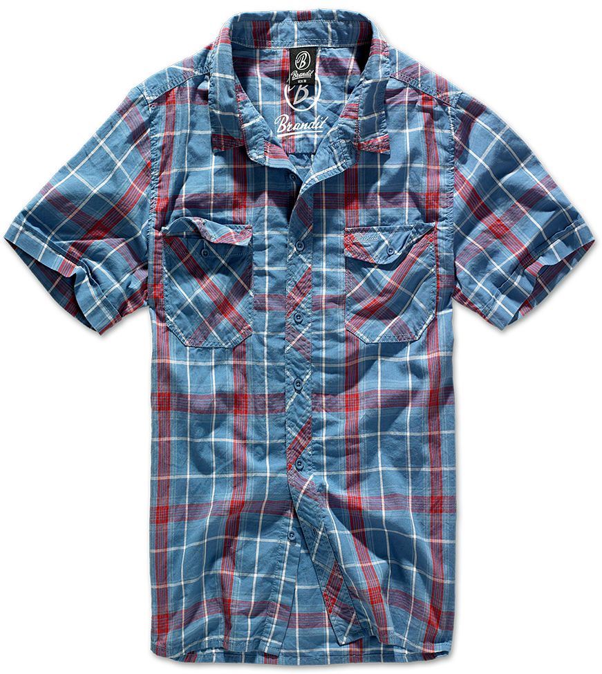 Košile pánská Brandit Roadstar 1/2 - modrá-červená, L