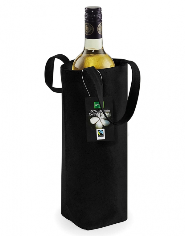 Taška na víno Westford Mill Fairtrade Cotton Bottle Bag - černá