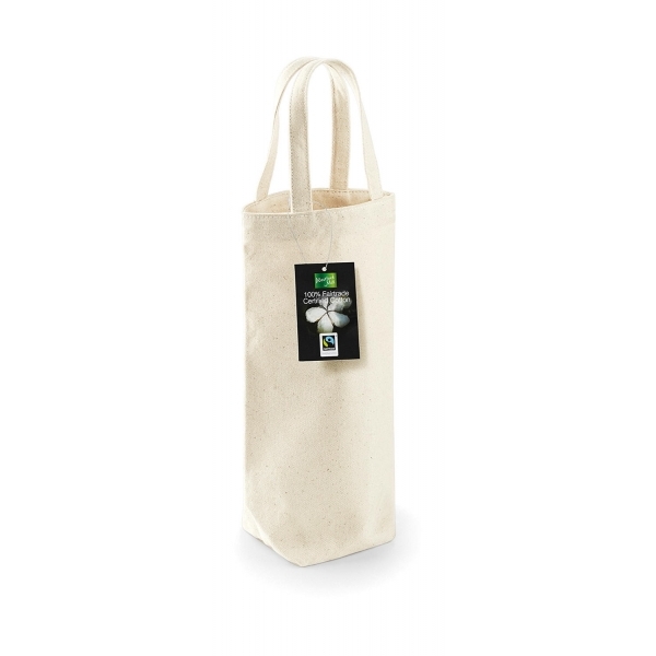 Taška na víno Westford Mill Fairtrade Cotton Bottle Bag - béžová
