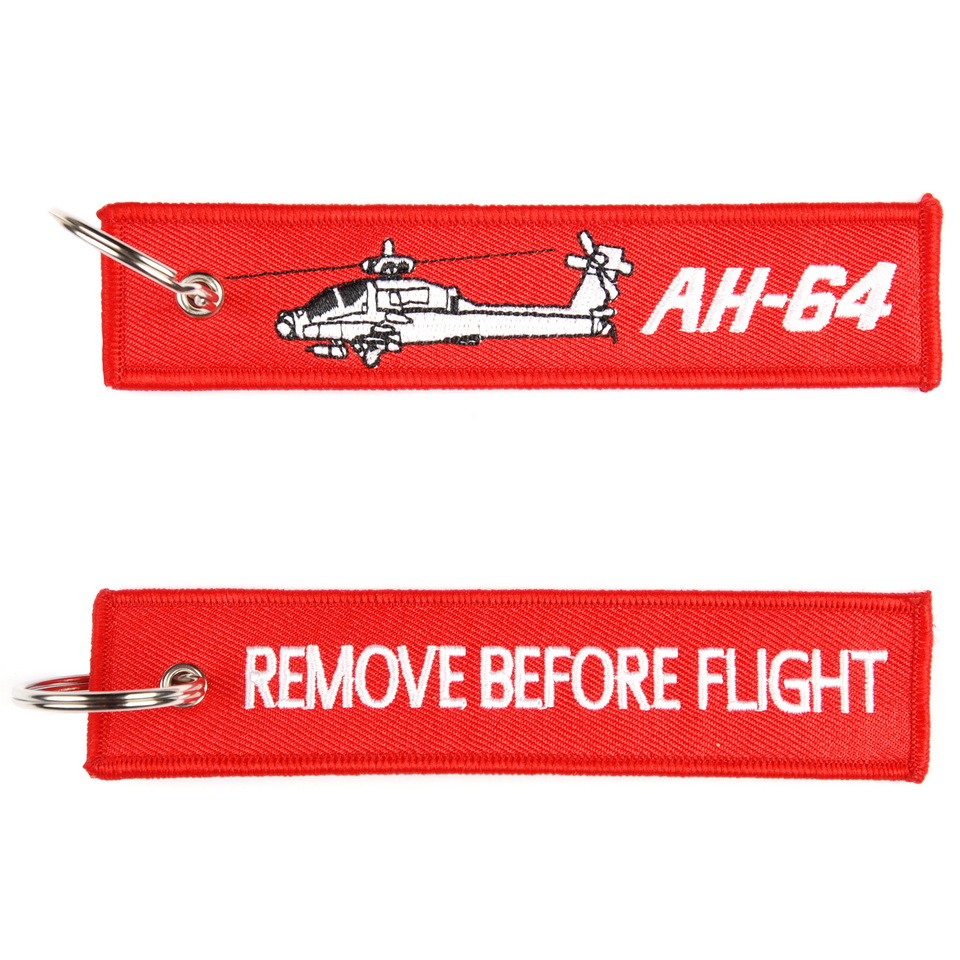 Přívěsek na klíče Fostex Remove before flight AH-64 - červený