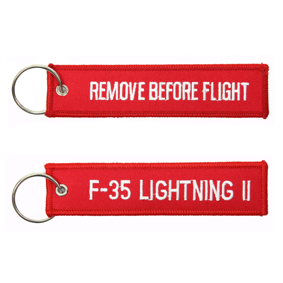 Přívěsek na klíče Fostex Remove before flight F-35 Lightning II - červený