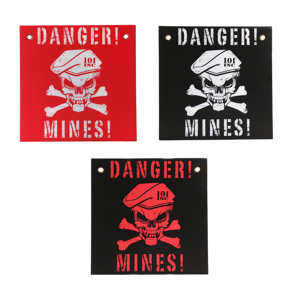 Cedule papírová Danger! Mines! - červená-bílá