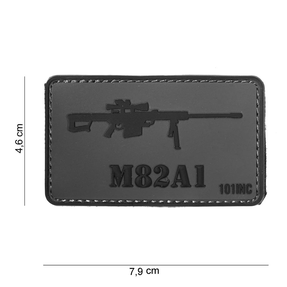 Gumová nášivka 101 Inc zbraň M82A1 - šedá