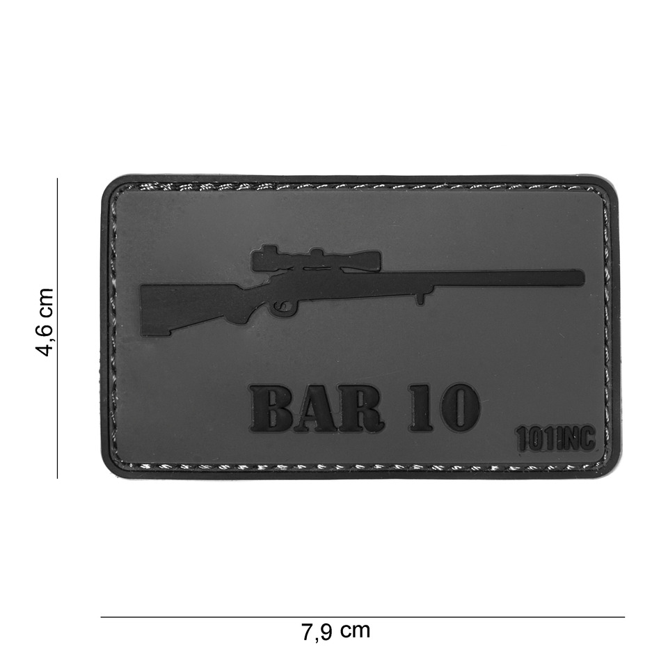 Gumová nášivka 101 Inc zbraň BAR 10 - šedá
