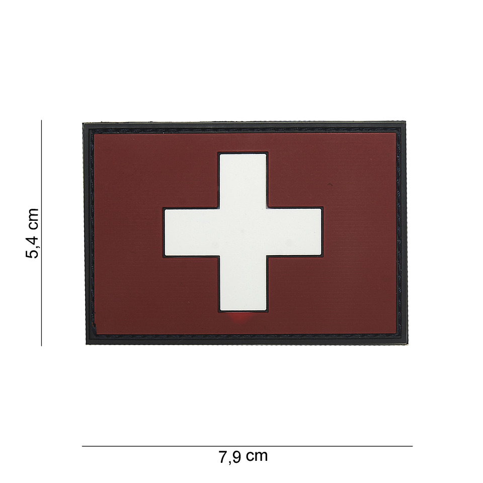 Gumová nášivka 101 Inc vlajka Švýcarsko - barevná