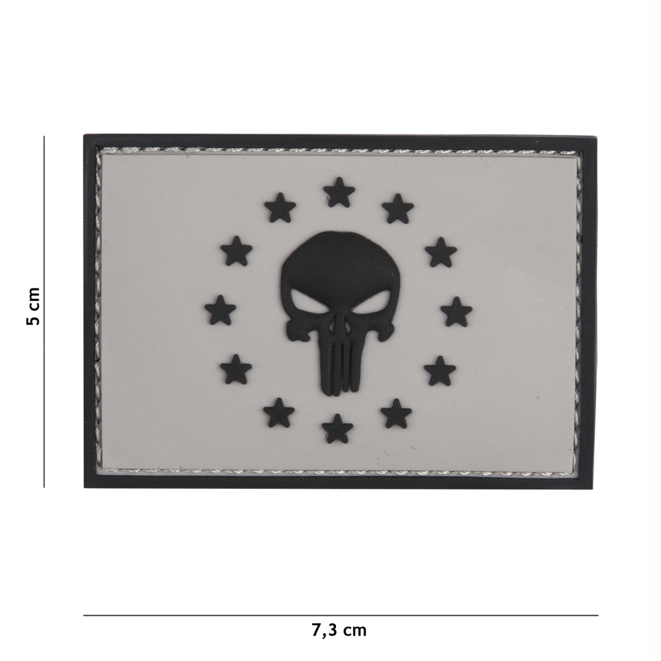 Gumová nášivka 101 Inc vlajka Punisher EU - šedá