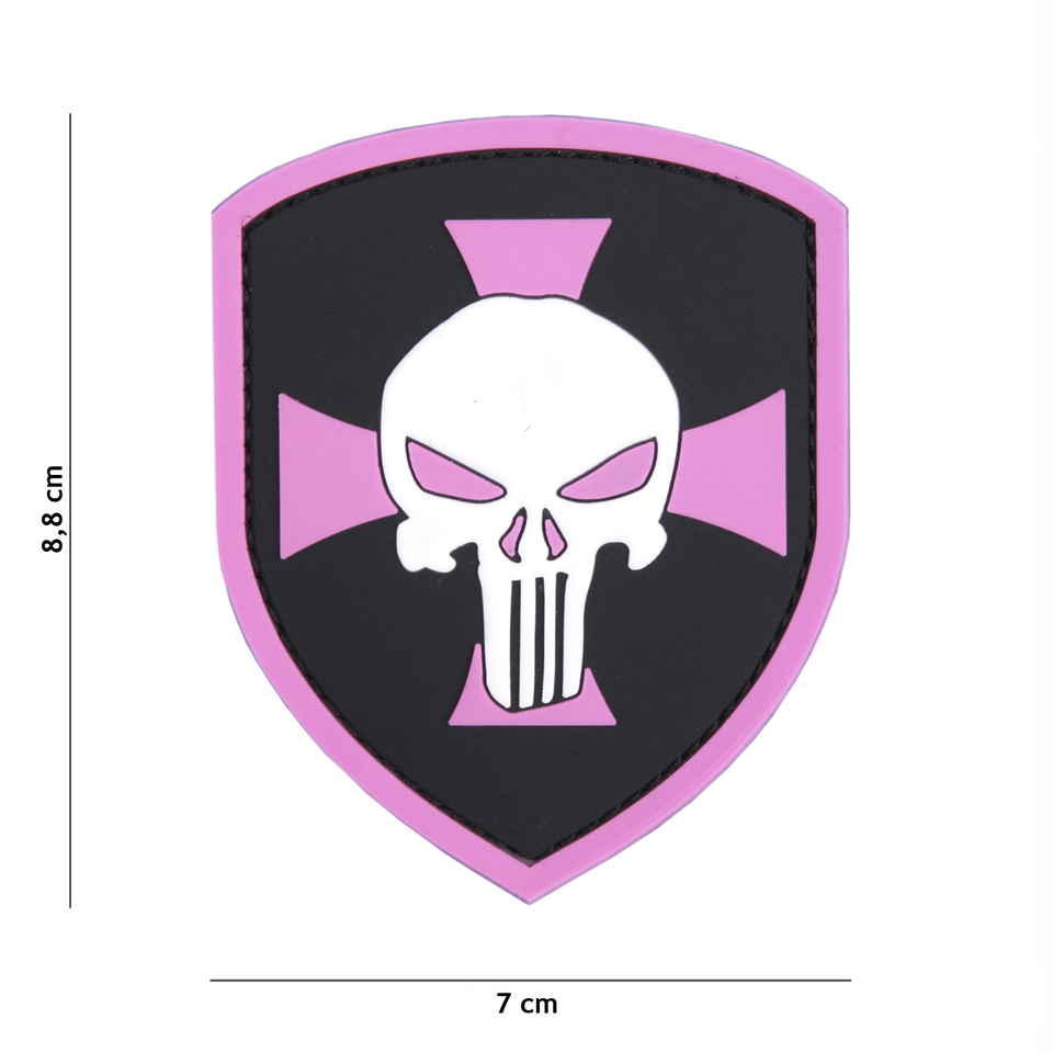 Gumová nášivka 101 Inc Punisher Shield - růžová