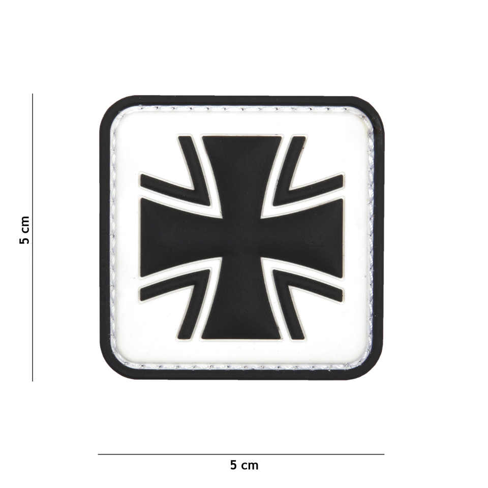 Gumová nášivka 101 Inc German Cross - bílá