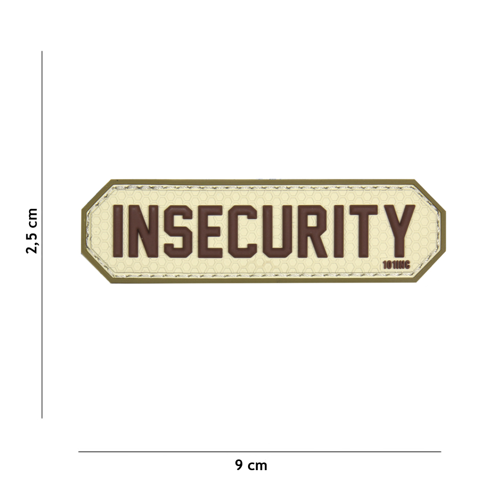 Gumová nášivka 101 Inc nápis Insecurity - coyote