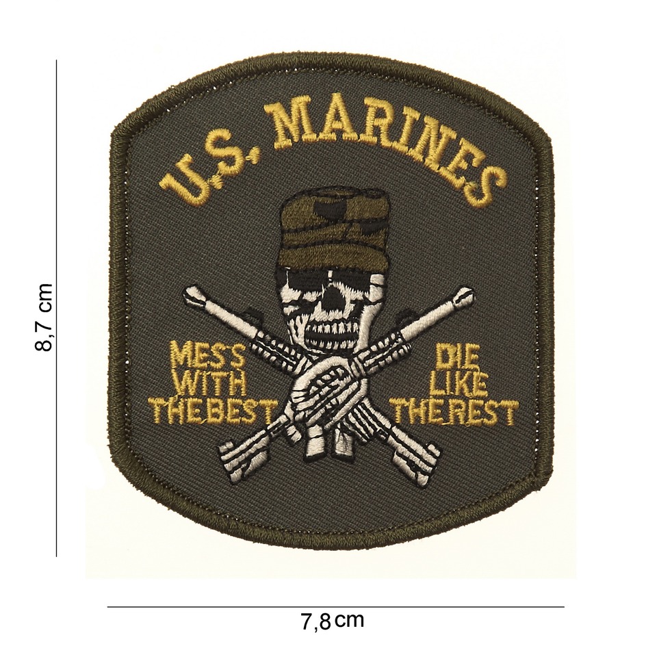 Nášivka textilní 101 Inc US Marines Skull - olivová