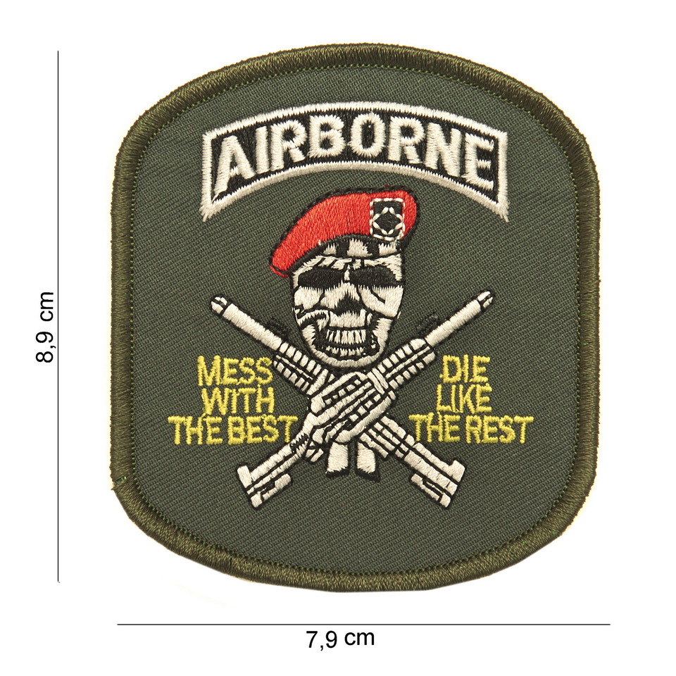 Nášivka textilní 101 Inc Airborne Skull - olivová