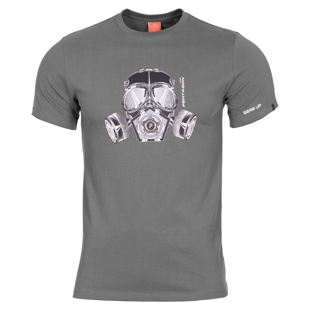 Tričko Pentagon Gas Mask - šedé, L