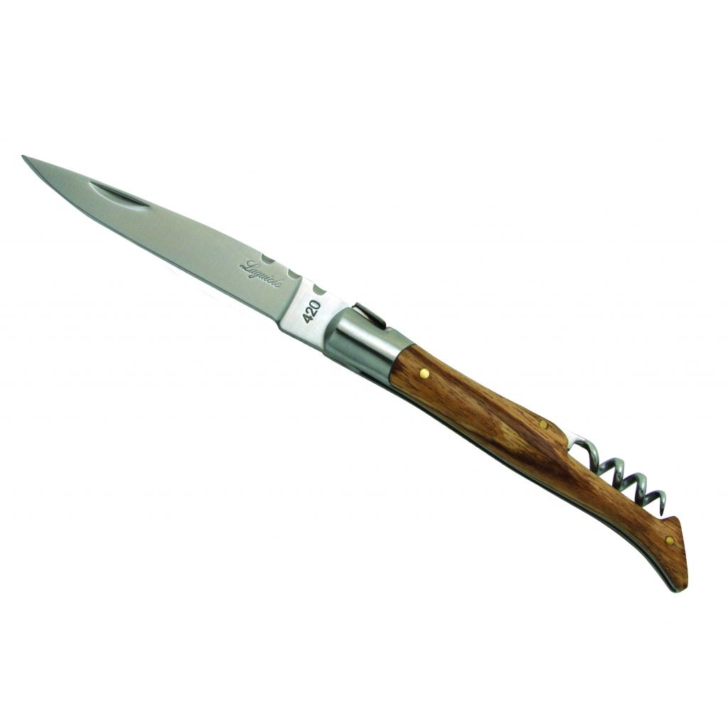Nůž Laguiole Classique Eschenholzgriff s vývrtkou - stříbrný-hnědý (18+)