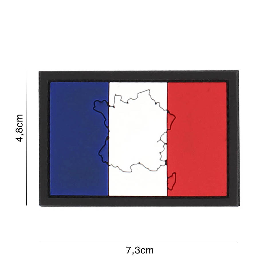 Gumová nášivka 101 Inc vlajka Francie s obrysem - barevná