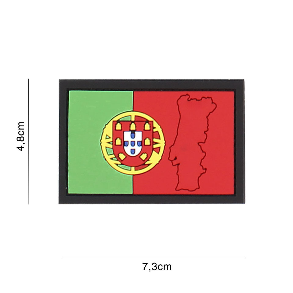 Gumová nášivka 101 Inc vlajka Portugalsko s obrysem - barevná