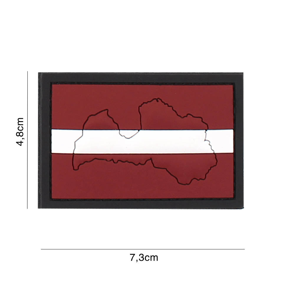 Gumová nášivka 101 Inc vlajka Lotyšsko s obrysem - barevná