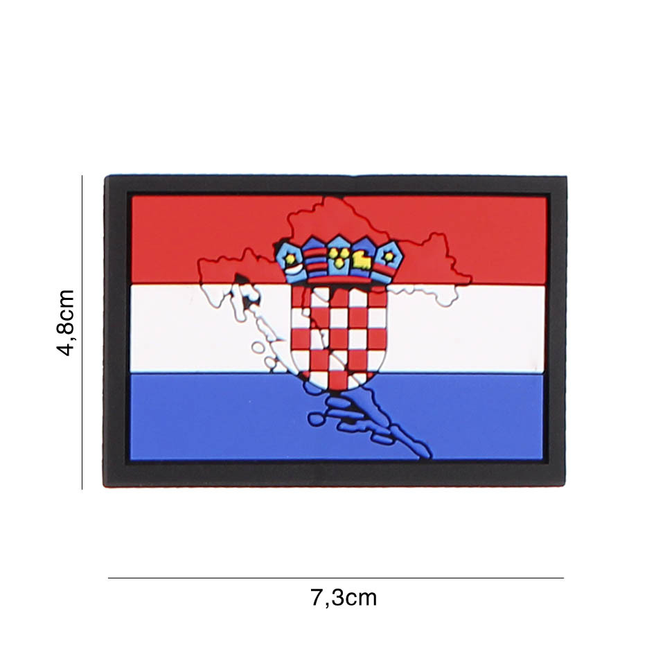 Gumová nášivka 101 Inc vlajka Chorvatsko s obrysem - barevná