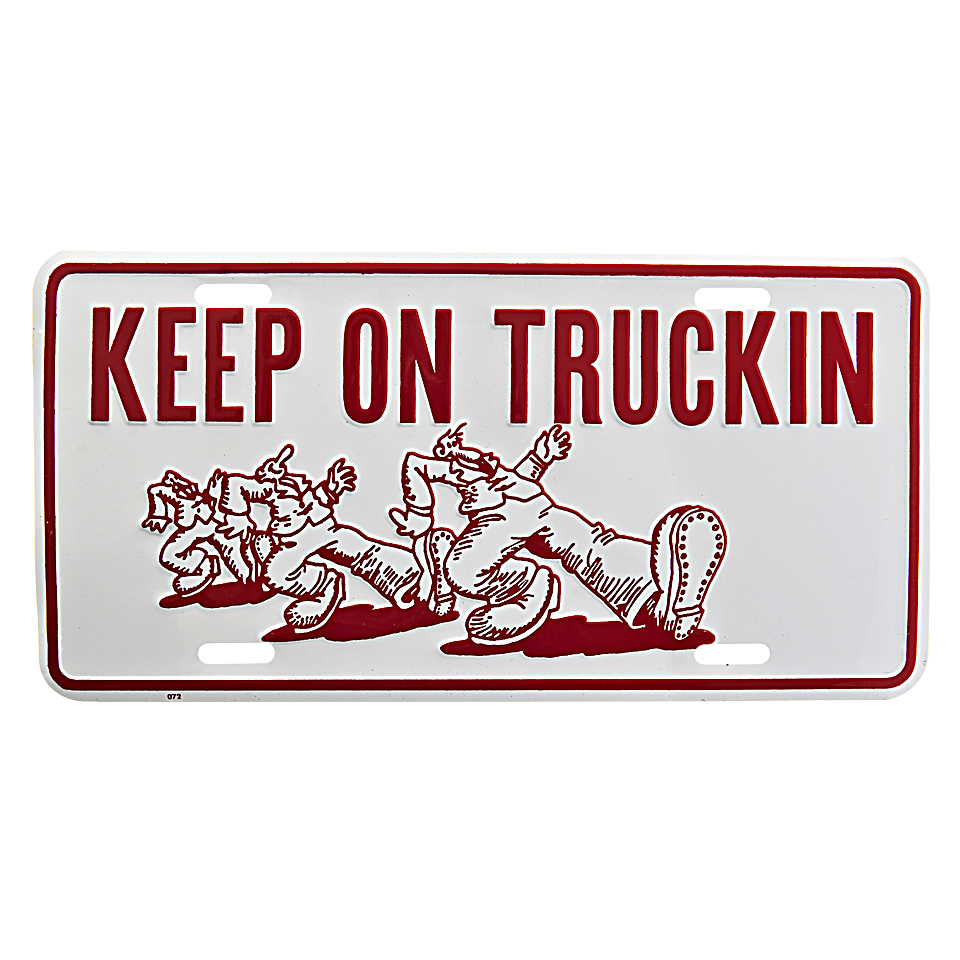 Cedule plechová Licence Keep On Truckin - bílá-červená