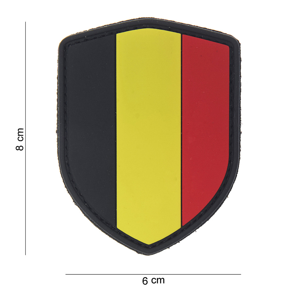Gumová nášivka 101 Inc vlajka štít Belgie - barevná
