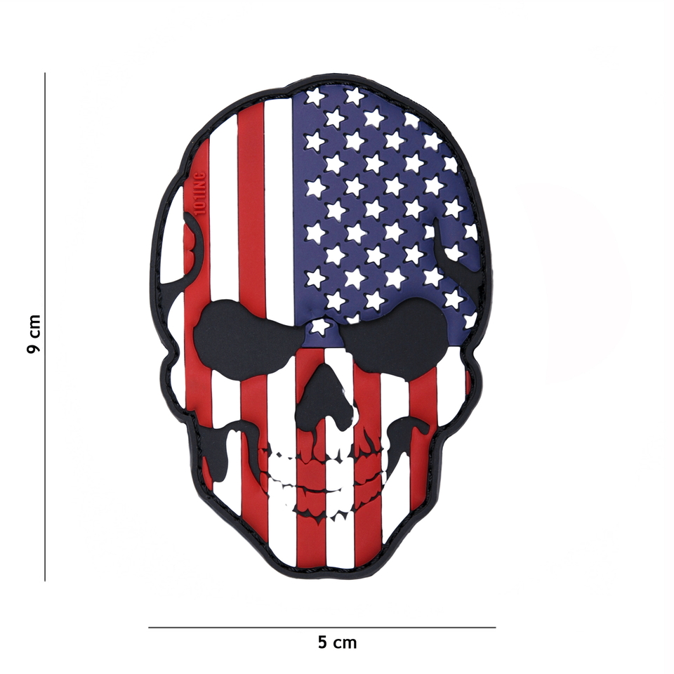 Gumová nášivka 101 Inc Skullhead vlajka USA - barevná