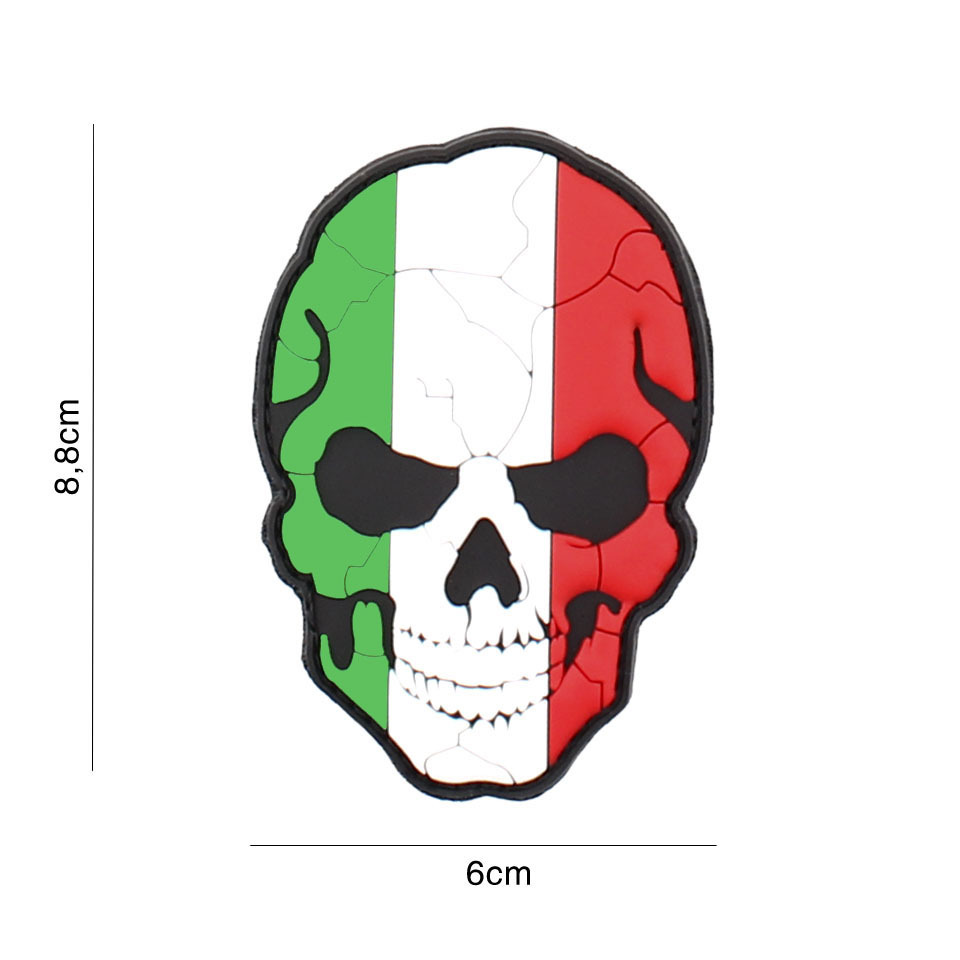 Gumová nášivka 101 Inc Skullhead Cracked vlajka Itálie - barevná