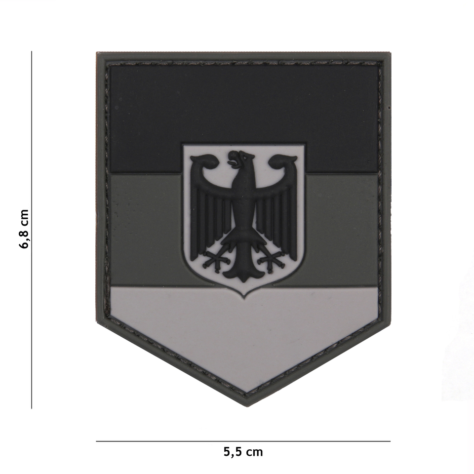 Gumová nášivka 101 Inc znak German Shield - šedá