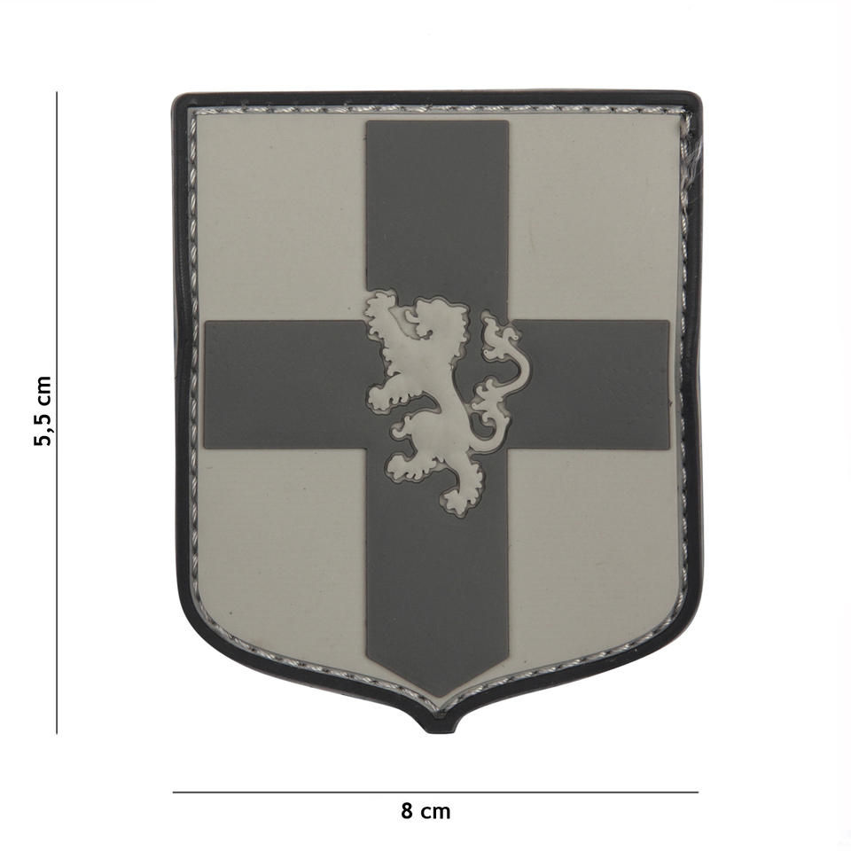 Gumová nášivka 101 Inc znak Dutch Shield - šedá