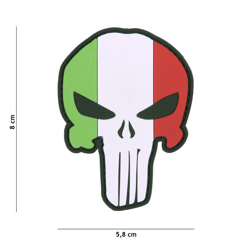 Gumová nášivka 101 Inc vlajka Punisher Head Itálie - barevná