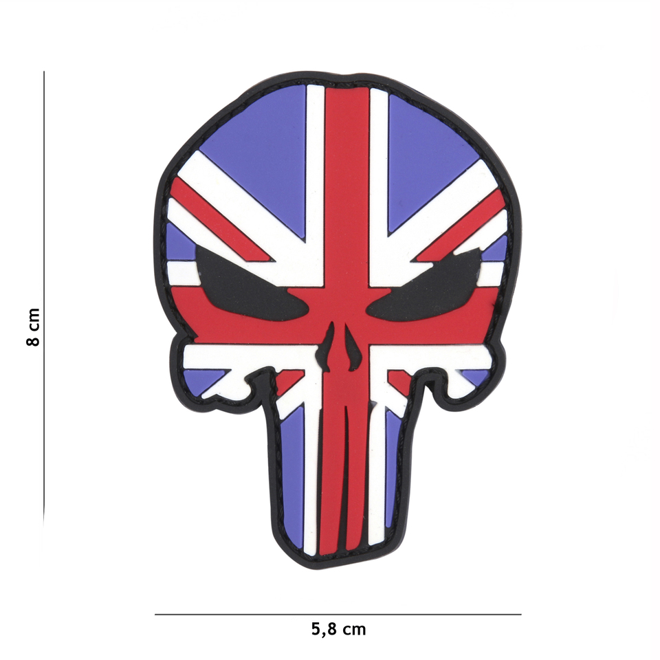 Gumová nášivka 101 Inc vlajka Punisher Head Velká Británie - barevná