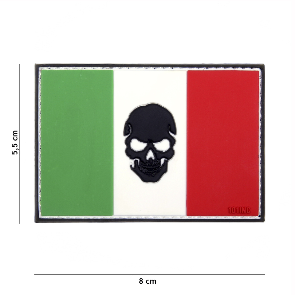 Gumová nášivka 101 Inc Skull vlajka Itálie - barevná