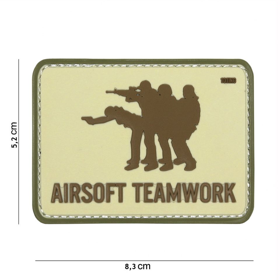 Gumová nášivka 101 Inc nápis Airsoft Teamwork - coyote
