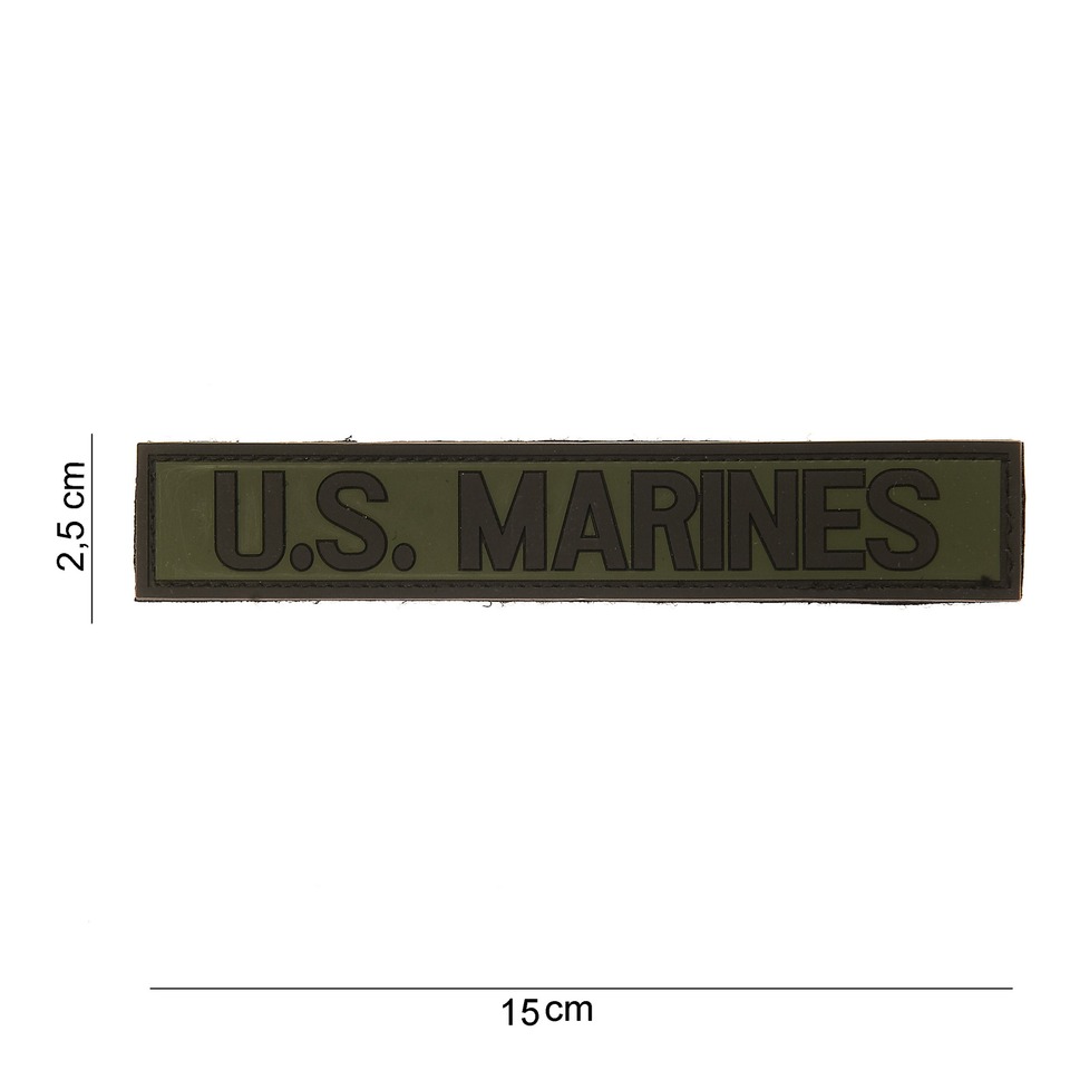 Gumová nášivka 101 Inc nápis US Marines - olivová