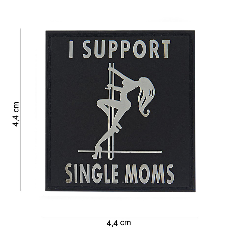 Gumová nášivka 101 Inc nápis I Support Single Moms - černá