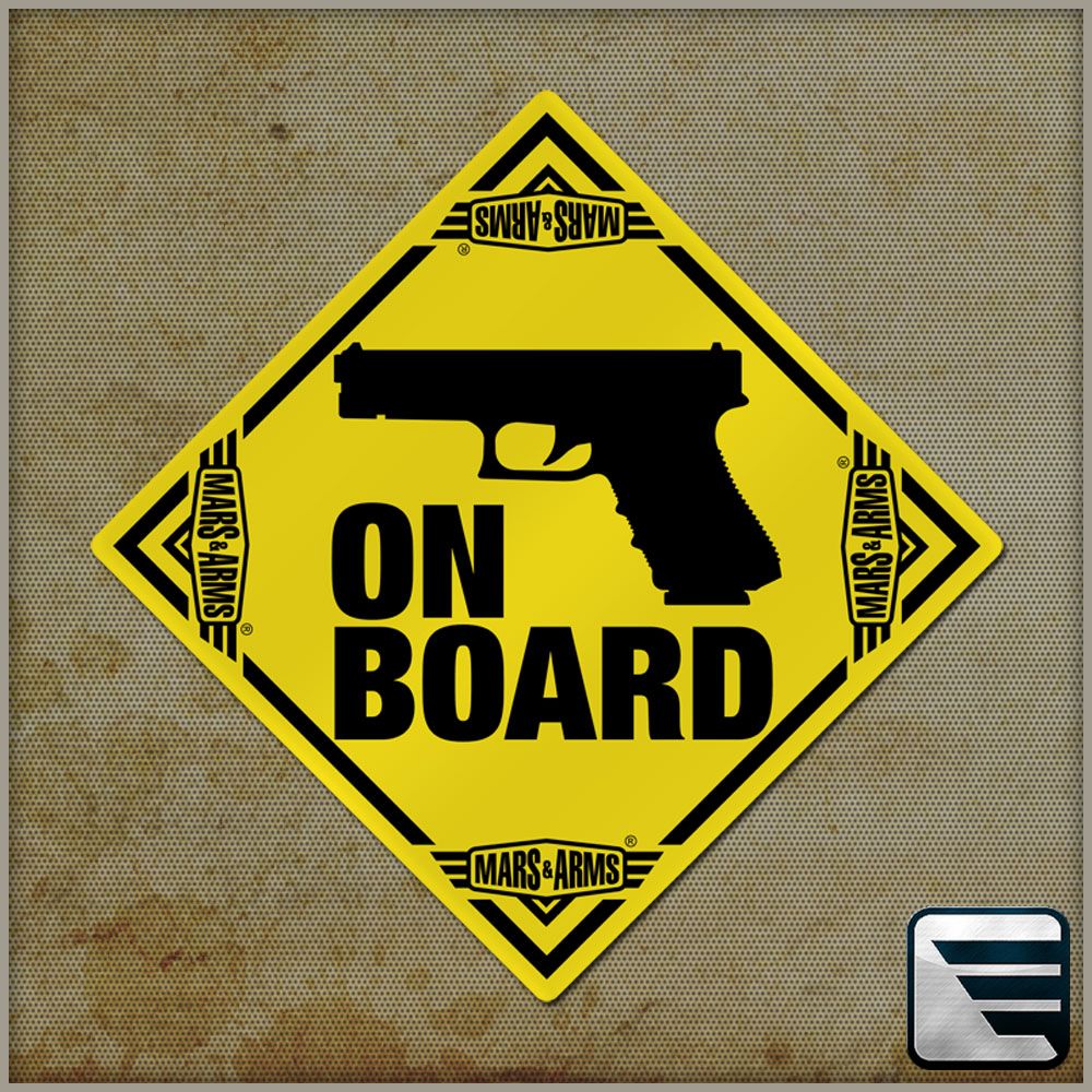 Samolepka na sklo GUN ON BOARD - žlutá
