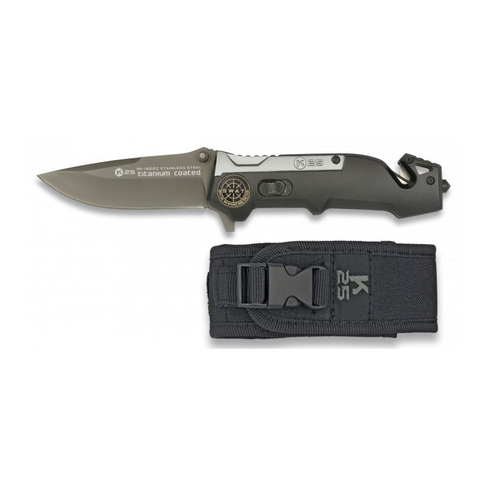 Nůž zavírací K25 Rescue Tactical SWAT - šedý (18+)