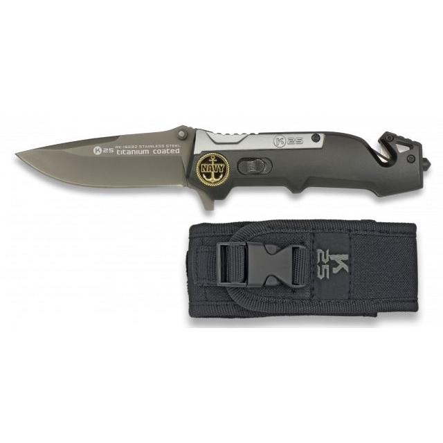 Nůž zavírací K25 Rescue Tactical NAVY - šedý