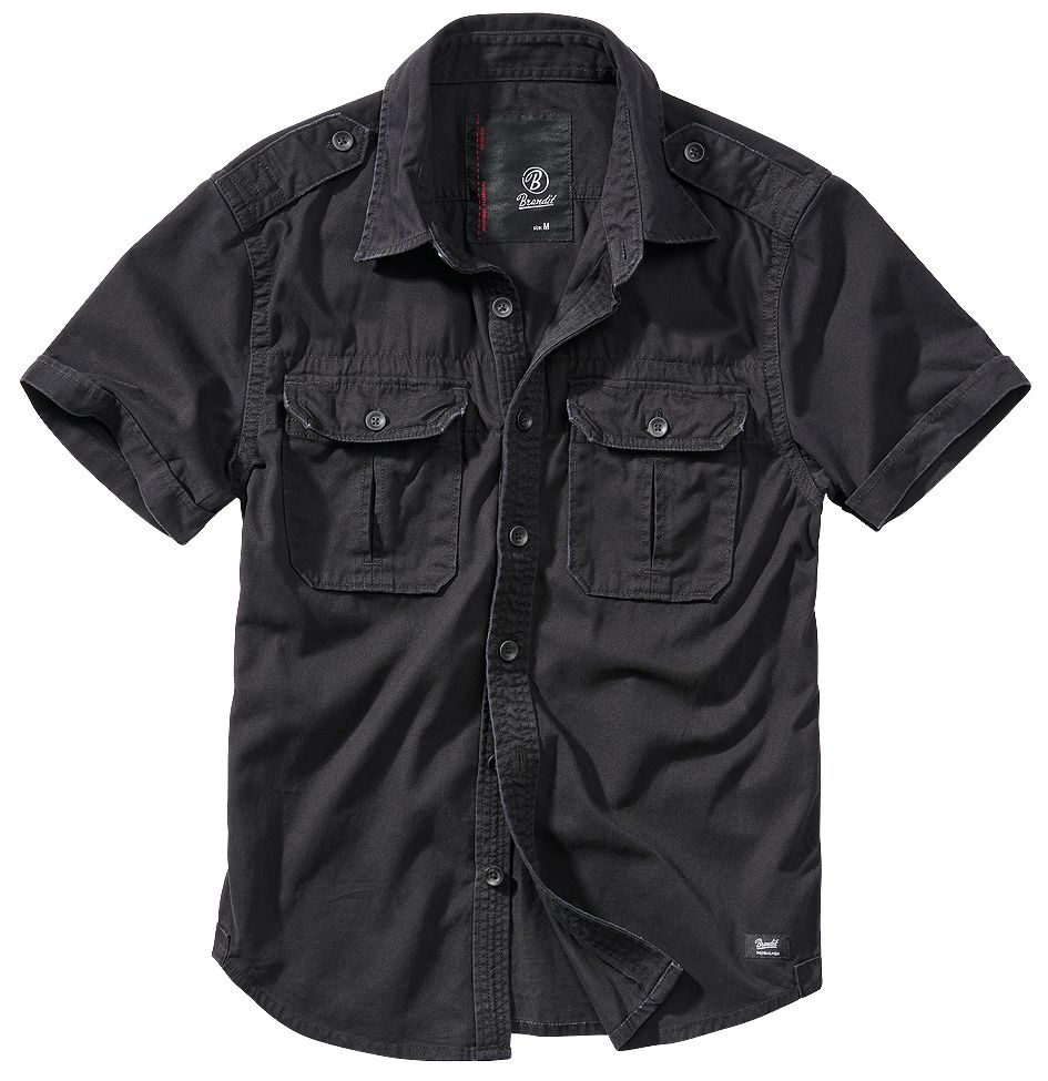 Košile Brandit Vintage Shirt 1/2 - černá, XL