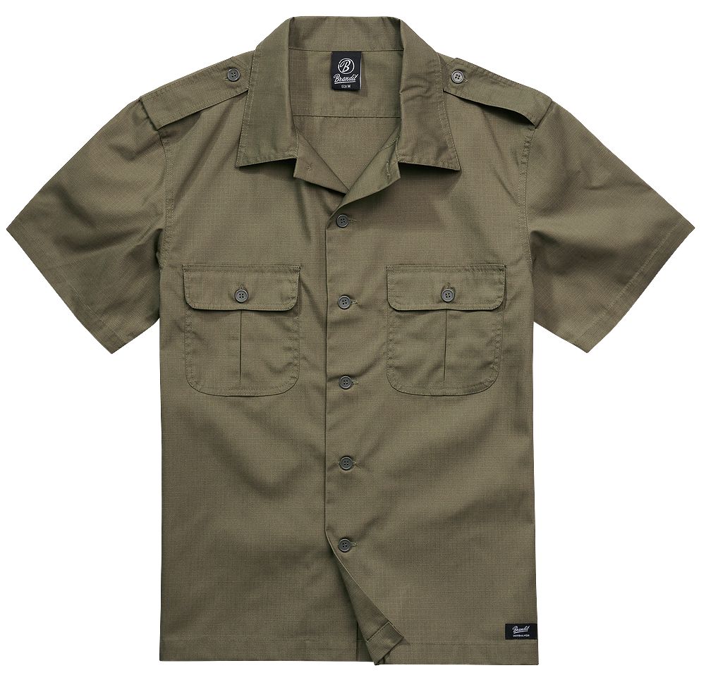 Košile Brandit US Shirt Ripstop 1/2 - olivová, M