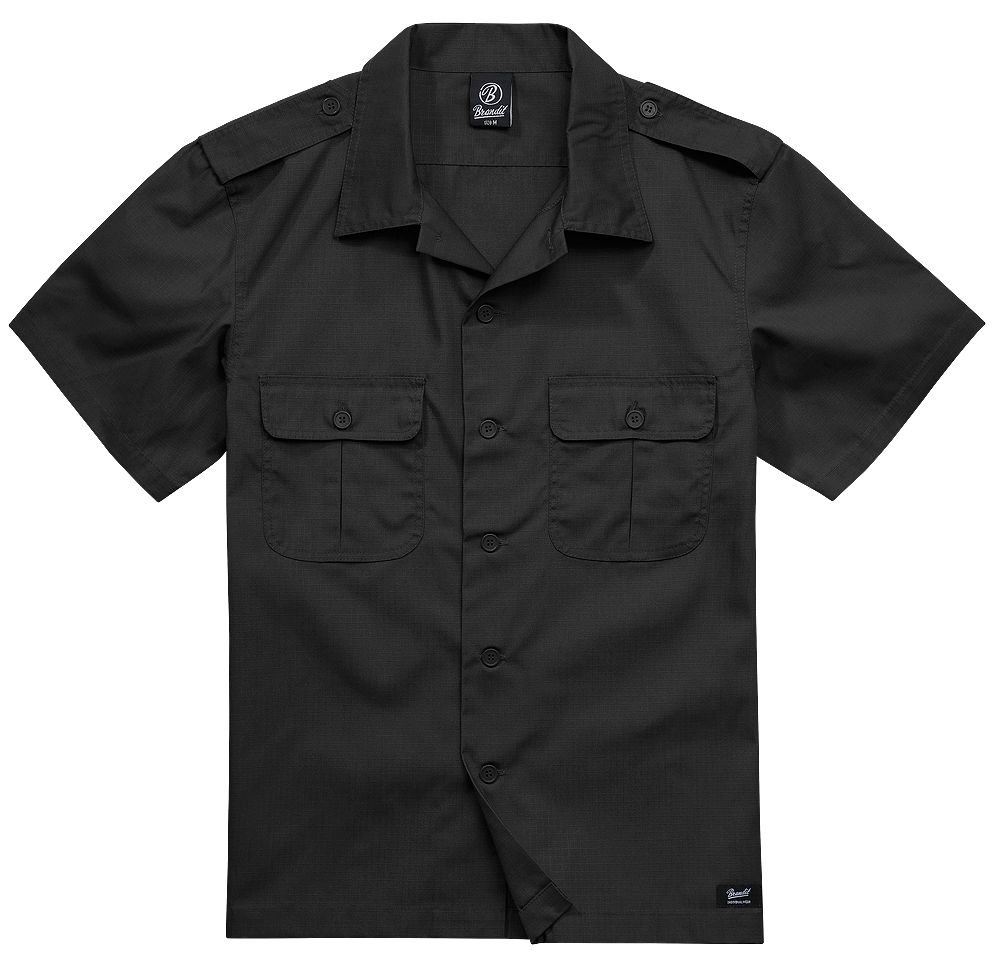 Košile Brandit US Shirt Ripstop 1/2 - černá, 4XL