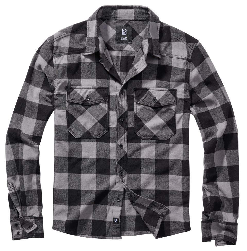 Košile Brandit Check Shirt - šedá-černá, XXL