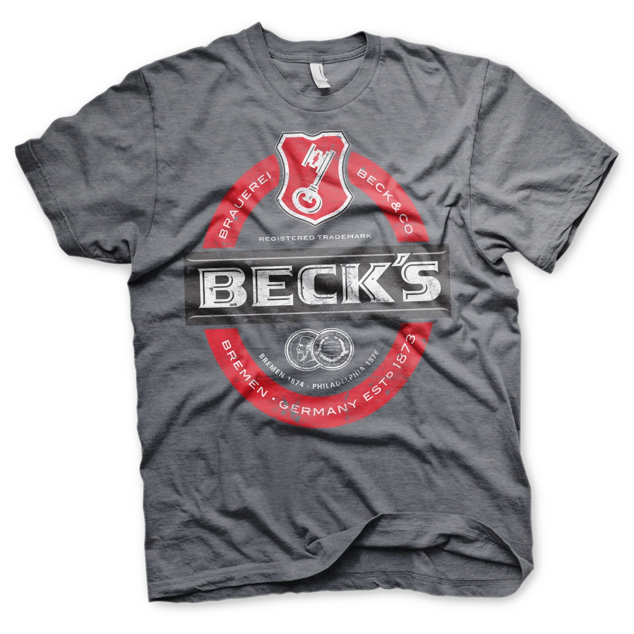 Triko Hybris Basic Tee Becks Beer - tmavě šedé, XXL