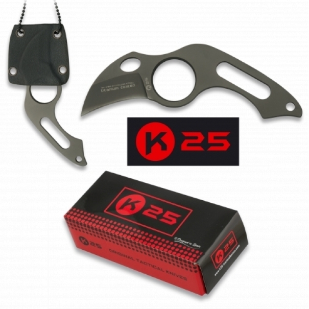 Nůž K25 Tactico s řetízkem na krk - šedý