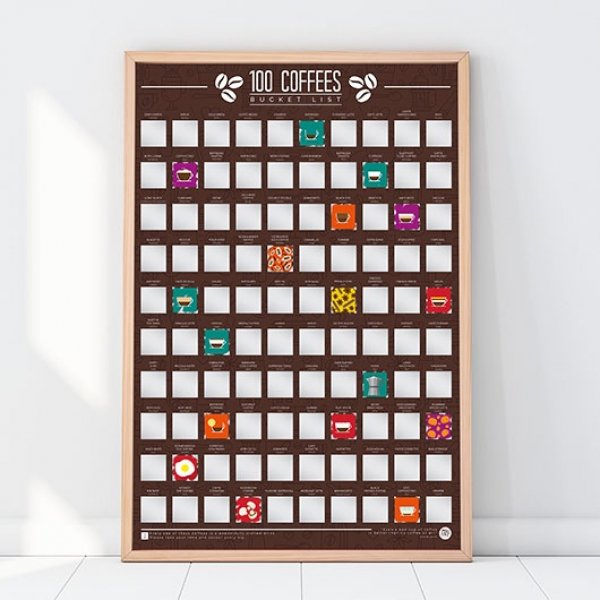 Stírací plakát 100 nejlepších káv - hnědý