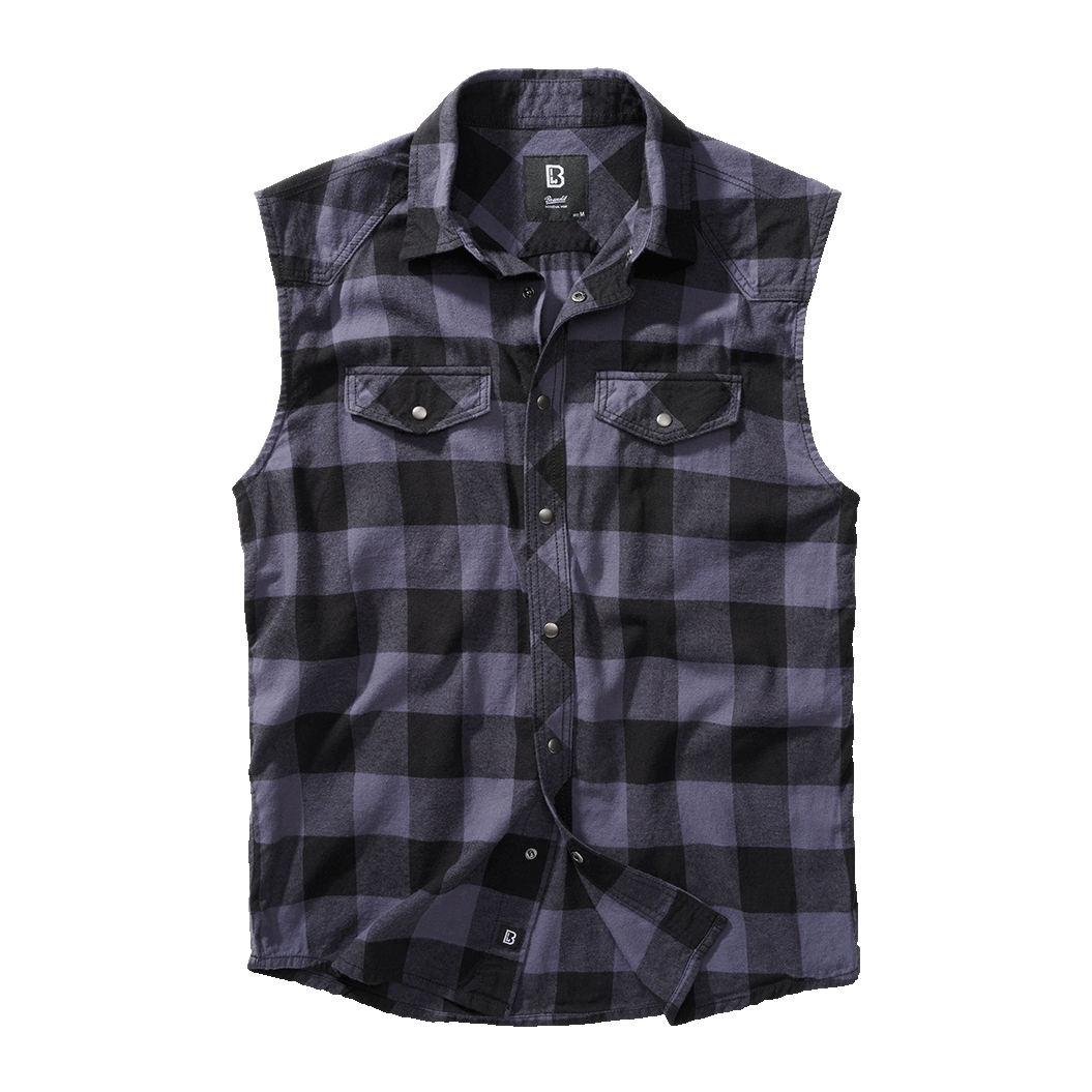 Košile Brandit Check Shirt Sleeveless - šedá-černá, M
