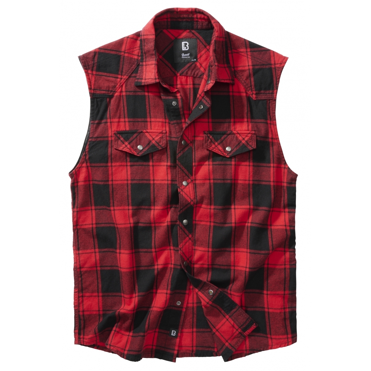 Košile Brandit Check Shirt Sleeveless - červená-černá, S