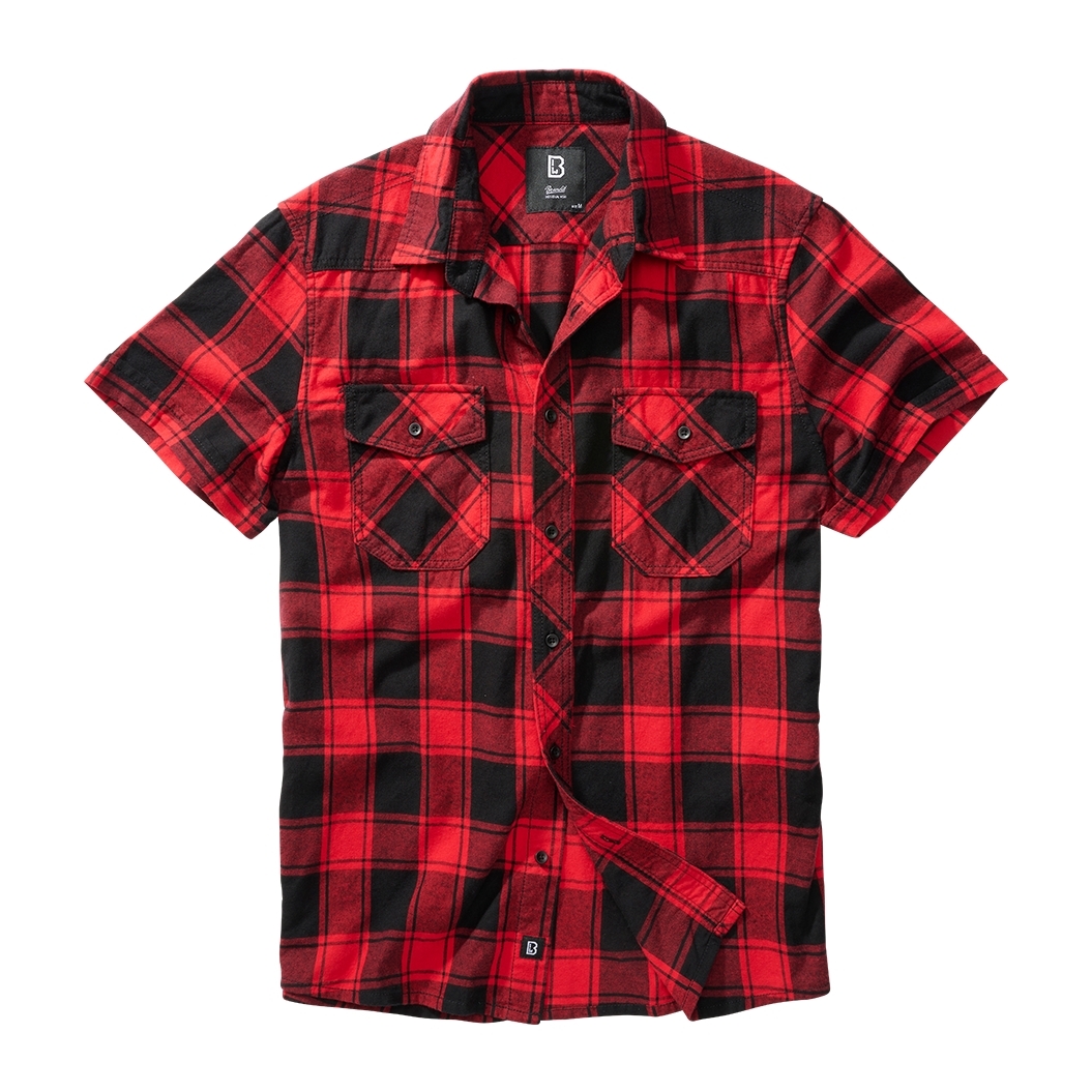 Košile Brandit Checkshirt Halfsleeve - červená-černá, 4XL
